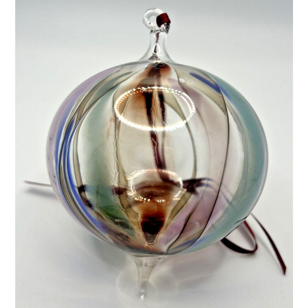 Vintage Art Glass Twisted Blue‎ Purple Green Maroon Ornament U257/10